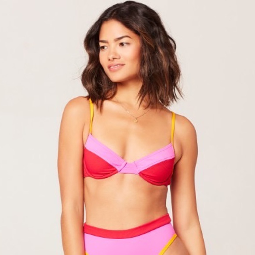 L space orange and pink bikini